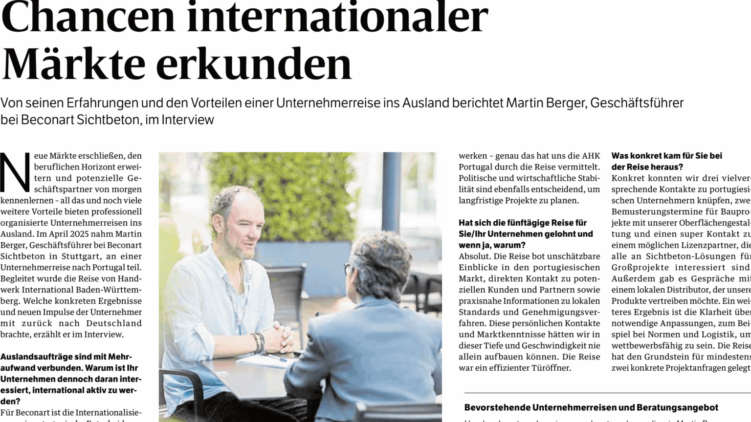 Beconart in der Deutschen Handwerks Zeitung