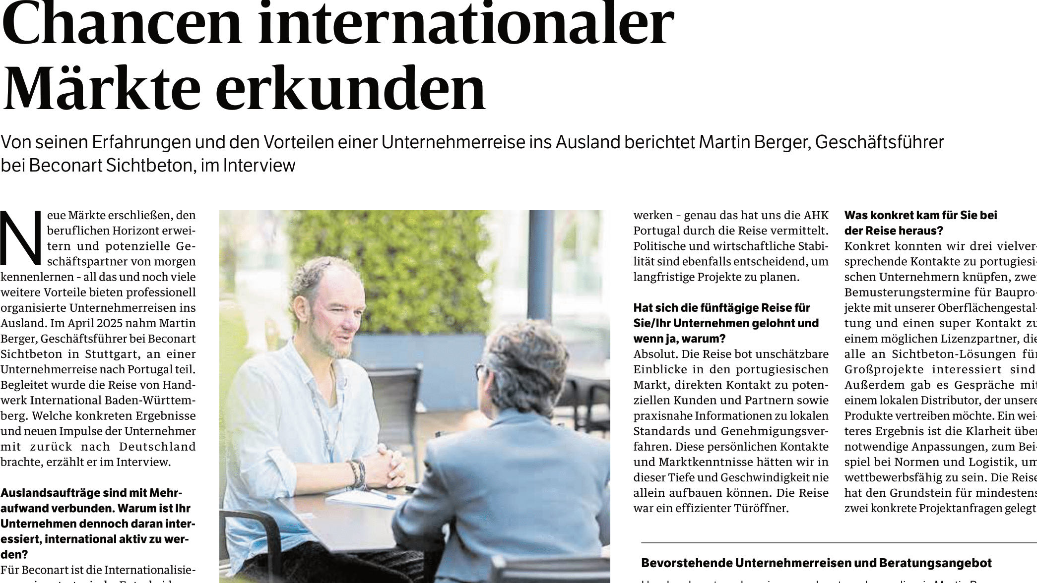 Beconart in der Deutschen Handwerks Zeitung